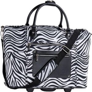 CalPak Zebra Print Duffel Laptop Rolling Carry on